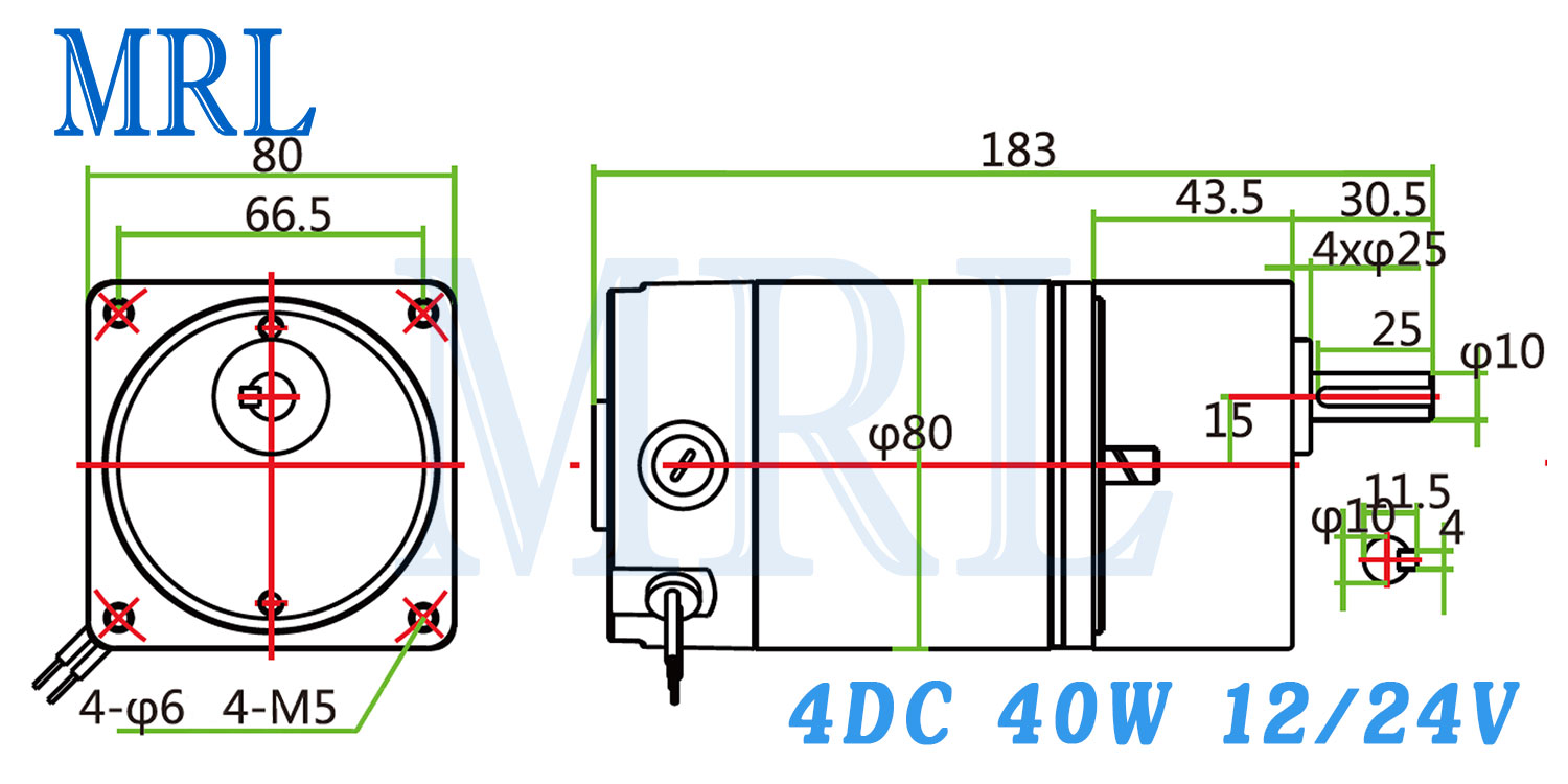 มอเตอร์เกียร์ 40W DC 12V