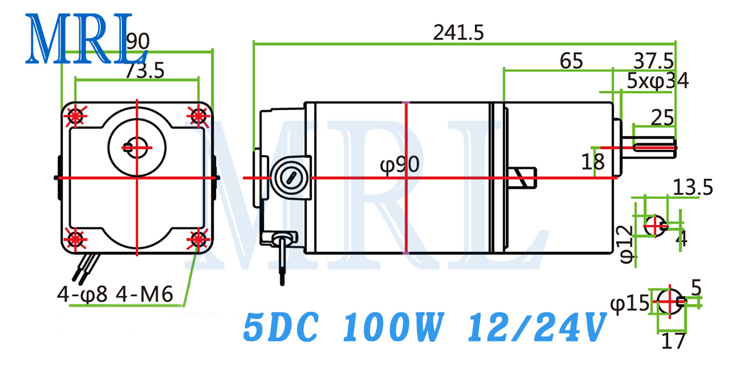 มอเตอร์เกียร์ 100W DC 12V