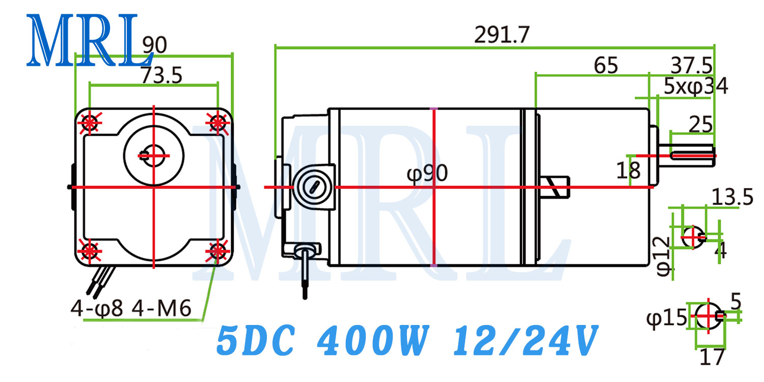 มอเตอร์เกียร์ 400W DC 12V